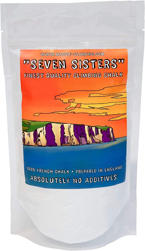 Massif Seven Sisters Rock Climbing Chalk Powder - Made in England & France - Extra Fine, Eco Friendly, Quick to Apply & Long Lasting - Superior Grip for Bouldering Gym Weightlifting Gymnastic Crossfit Sports