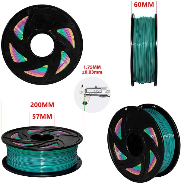 PLA 3D Printer Filament,  PLA Filament 1.75mm Multicolor Rainbow, for FDM 3D Printer 1 KG Spool (2.2 lbs) Beautiful Gradient Filament - Image 7