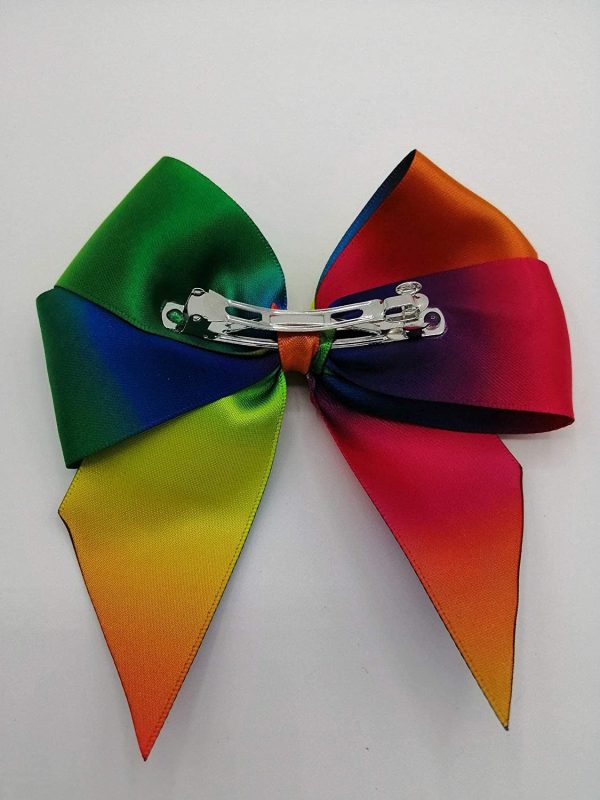 Rainbow Hair Bow Accessory- UK Handmade Colourful Satin Ribbon Bow- Perfect for Girls Birthday, LGBTQ Pride, Party - Image 5