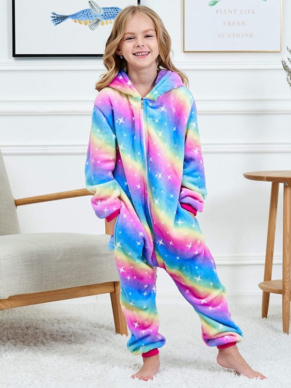 HulovoX Girls Unicorn Pyjamas Onesie, Soft Unicorn Sleepsuit for Kids - Image 6