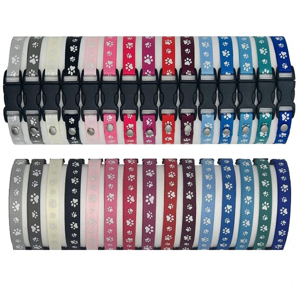 Handmade Paw Print Puppy ID Collar Whelping Bands Adjustable Soft Ribbon in 3 Sizes (Packs of 3 to 15) - Image 3