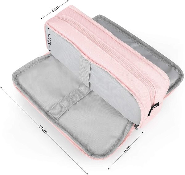 Pencil Case Large Pencil Cases for Girls Boys Big Capacity Pencil Pouch with 3 Compartments School Stationary Office Storage Makeup Bag for Kids Teenage Adults Women Men (Pink) - Image 3