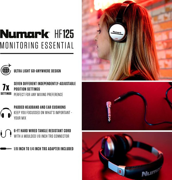 Numark HF125 - Ultra-Portable Professional DJ Headphones with 6 ft Cable, 40 mm Drivers for Extended Response & Closed Back Design for Superior Isolation - Image 3