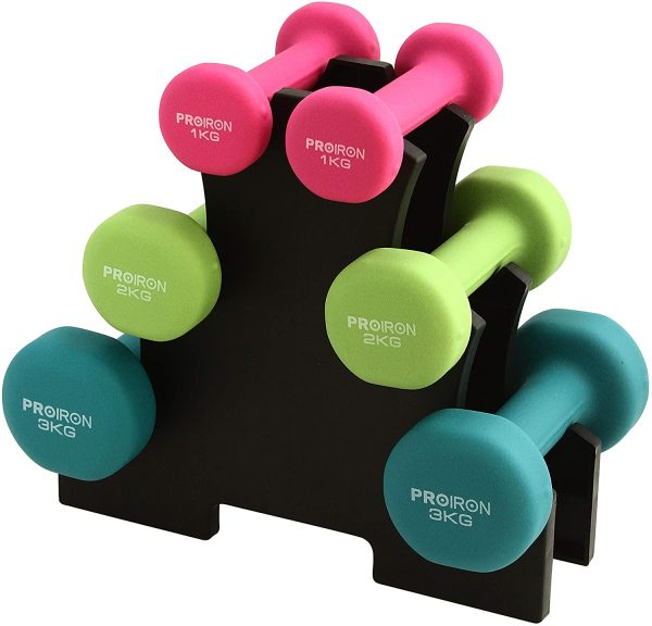 PROIRON Neoprene Dumbbell Home Exercise for Ladies Kids Arm Hand Weights Pilates Dumbbells in 1kg 1.5kg 2kg 3kg 4kg 5kg 8kg 10kg Pair - Image 3