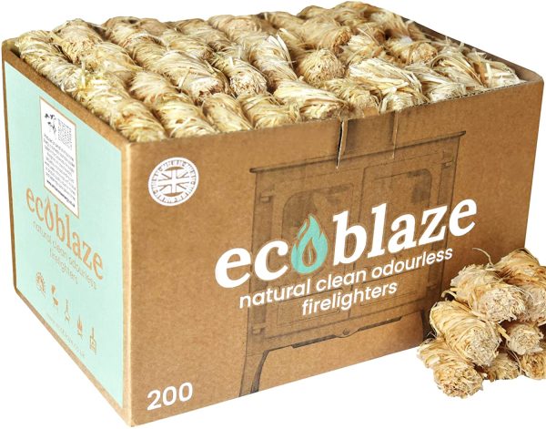 Eco Blaze Natural Firelighters - Spruce Wood Wool Coated Natural Wax. Instant Fire Starters For Wood Burners, Stoves, Lumpwood Charcoal, Chimeneas and Campfires - 200 Box - Image 3