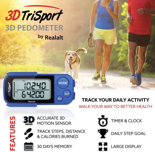 Realalt 3DTriSport 3D Pedometer, Accurate Step Counter with Clip and Strap - Image 5