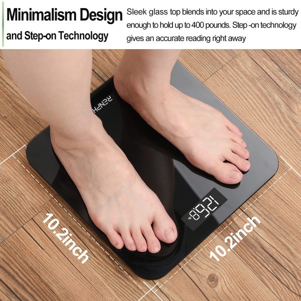 RENPHO Digital Bathroom Scales Weighing Scale with High Precision Sensors Body Weight Scale (Stone/lb/kg) - Black - Image 7