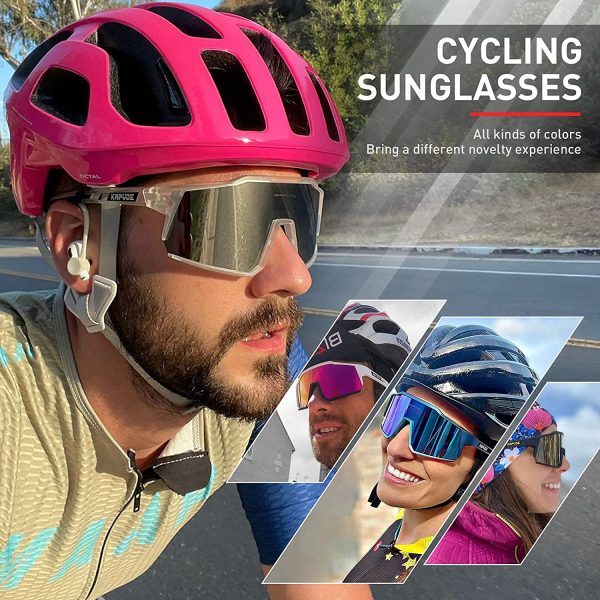 KAPVOE Polarized Cycling Glasses With 4 Interchangeable Lenses Tr90 Frame For Men Women Sports Sunglasses Mountain Bike Glasses MTB Bicycle Goggles Running - Image 2