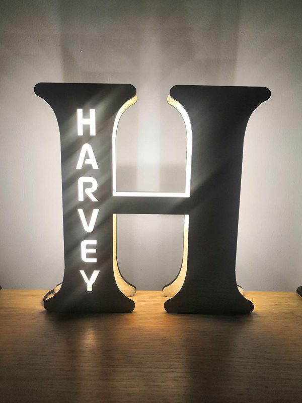 Personalised LED Wooden Night Light/Letter Lamps ?C Free Standing - Image 2