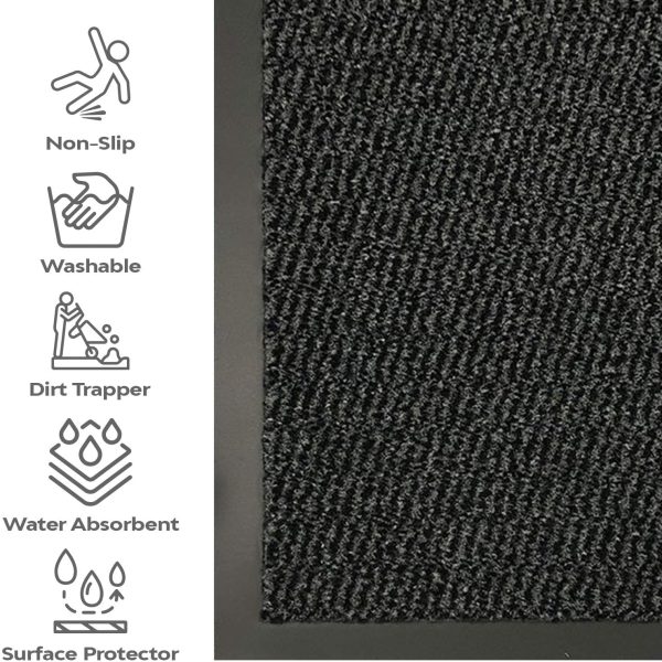 Barrier Mat Non Slip Door Mat Rubber Mats Floor Mats Kitchen Rugs Washable Light Weight Rubber Multi Color And Sizes Heavy Duty (Anthracite, 40cm x 60cm) - Image 9