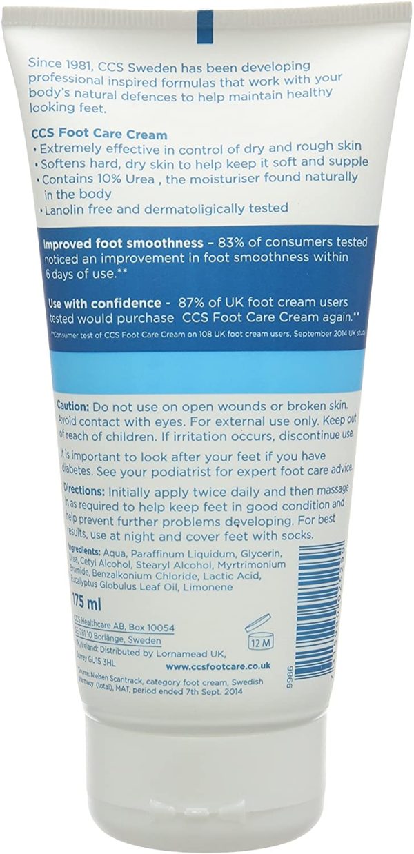 CCS Foot Care Cream, Professional Formula Softens & Prevents Dry & Rough Skin, Swedish Formula Trusted & Used by professionals, Heel and Foot Moisturiser Balm, For Soft Smooth Feet ?C 175 ml - Image 4