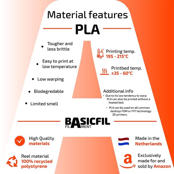 BASICFIL PLA 1.75mm, 500 gr, 3D printing filament , Black - Image 2