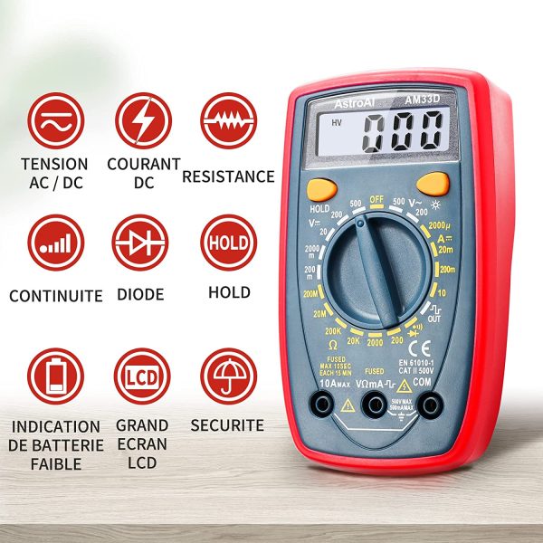 Digital Multimeter Voltmeter Ohmmeter Ammeter Multi Tester Meter with Backlit LCD Electronic Test Meter Measures Voltage, Current, Resistance; Tests Continuity, Diode - Image 8