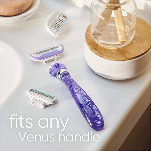 Gillette Venus Deluxe Smooth Swirl Women's Razor + 3 Razor Blade Refills, with Flexiball Technology, Lubrastrip with A Touch of Vitamin E - Image 4