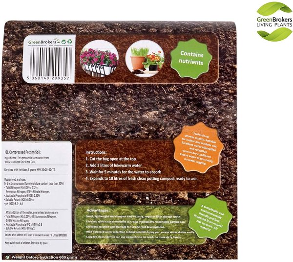 Organic All Purpose Potting Compost Enriched with Nutrients - Expands to 10Ltrs