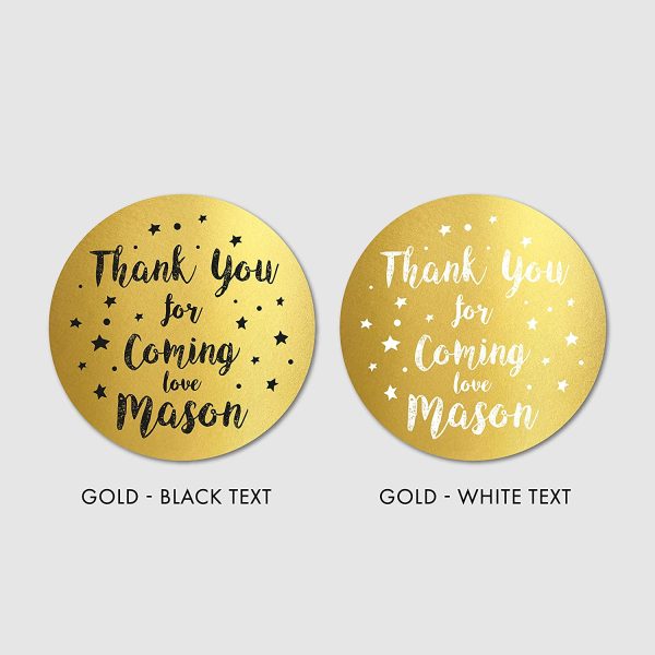 Personalised Stars Birthday party stickers, Rosegold Gold Silver Birthday stickers with custom name and number, Custom round sticker"Thank you for coming", Personalised labels stickers - BIRTHDAY36 - Image 4