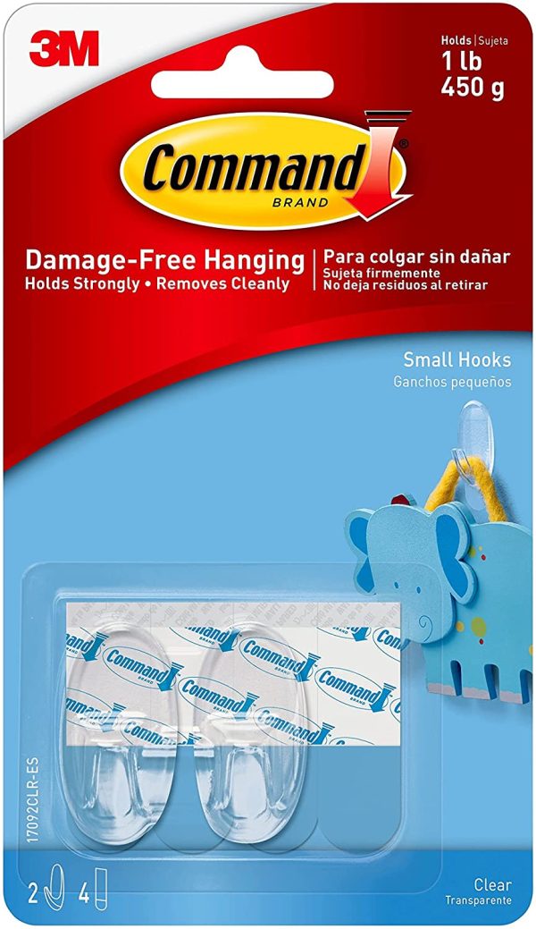 Command Small Clear Hooks with Clear Strips (17092CLR) - Image 3