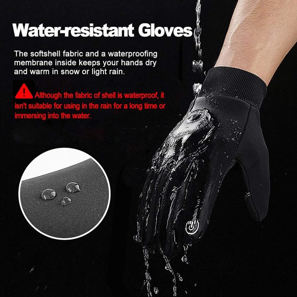 LERWAY Winter Warm Gloves, Touchscreen Gloves Windproof Water-Resistant Thermal Non-slip MTB Gloves Black for Men Women Running Driving Cycling Climbing Hiking Skiing - Image 5