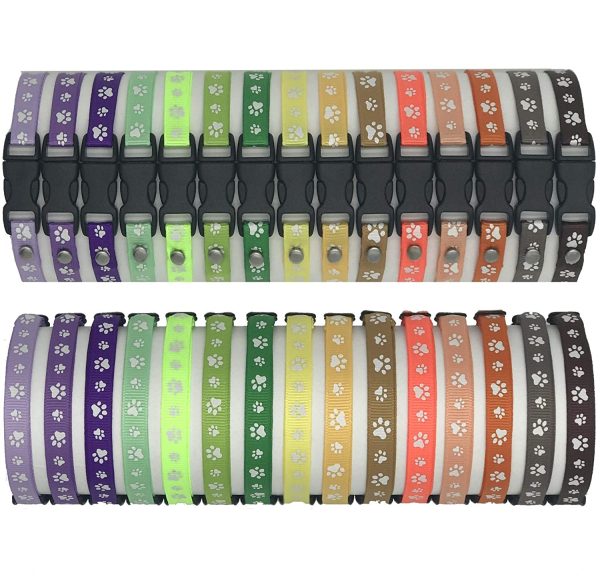 Handmade Paw Print Puppy ID Collar Whelping Bands Adjustable Soft Ribbon in 3 Sizes (Packs of 2 to 10) - Image 5