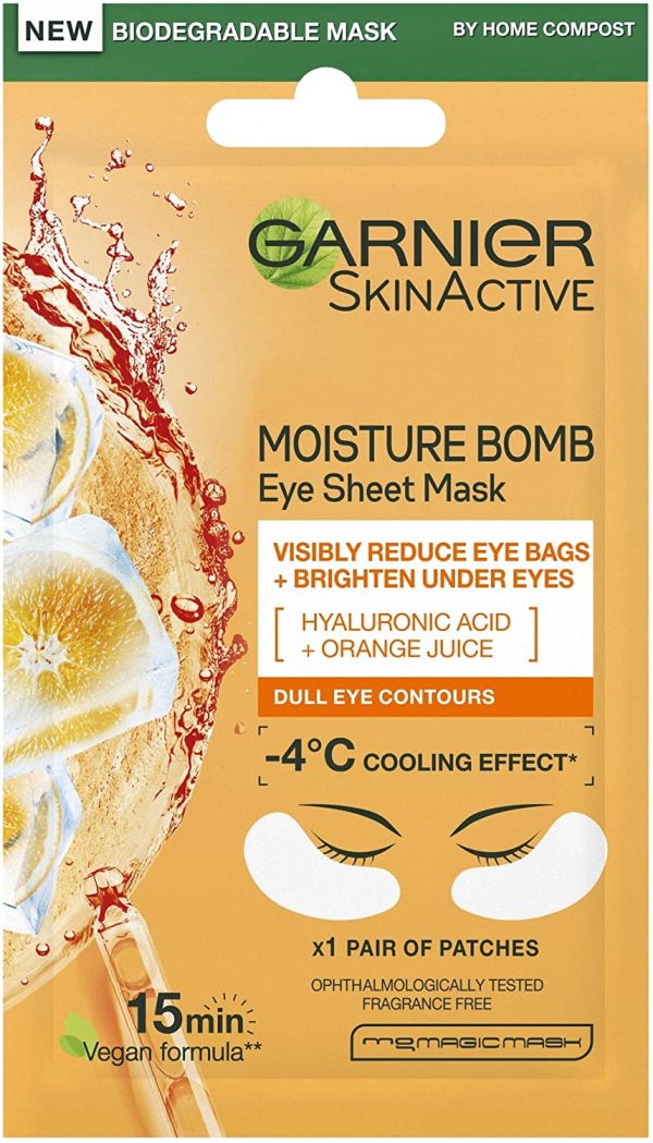 Garnier Hyaluronic Acid and Orange Juice Tissue Mask, Hydrating Brightening Tissue Eye Sheet Mask 6 g - Image 8