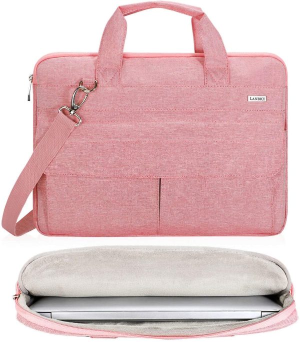 LANDICI Laptop Bag case 14-15.6 inch for Women Ladies, Waterproof Computer Sleeve Cover with Shoulder Strap Compatible with MacBook Pro 15/16, 15’??Surface Laptop 3/4, Acer Hp Chromebook, Pink - Image 7