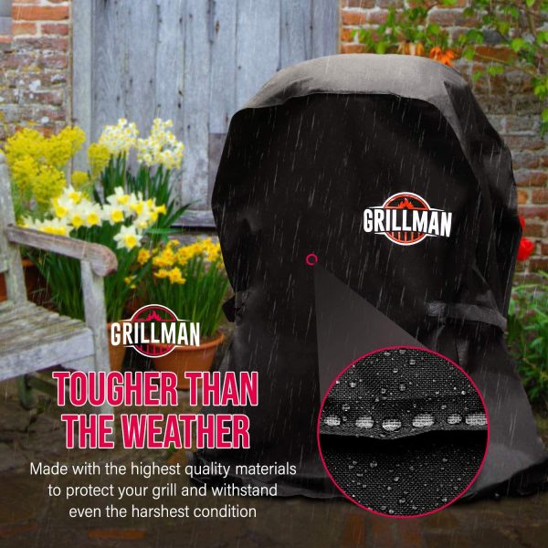 Grillman Premium BBQ Grill Cover, Heavy-Duty Gas Barbecue Cover for Weber, Brinkmann, Char Broil etc. Rip-Proof, UV & Waterproof (76 L x 66 W x 109 H cm, Black) - Image 7