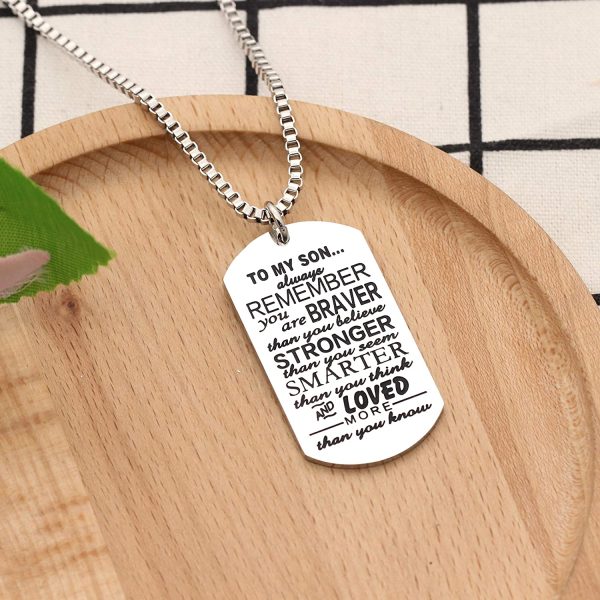 KENYG Inspirational Necklace To My Son Dog Tag Box Chain Venetian chain Necklace Mens Fashion Jewellery - Image 6