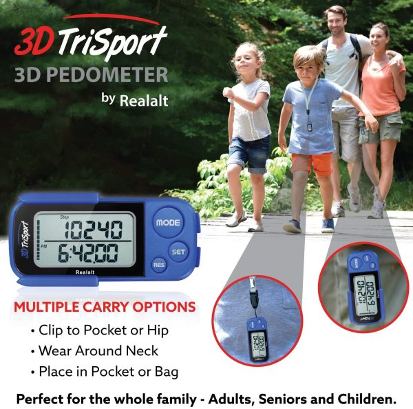 Realalt 3DTriSport 3D Pedometer, Accurate Step Counter with Clip and Strap - Image 3