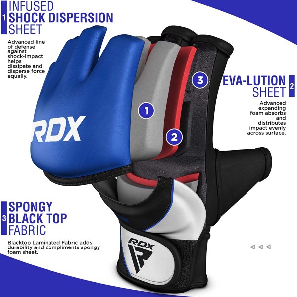 RDX MMA Gloves for Grappling Martial Arts Training, D. Cut Open Palm Maya Hide Leather Sparring Mitts, Perfect for Cage Fighting, Combat Sports, Punching bag, Muay Thai and Kickboxing - Image 2