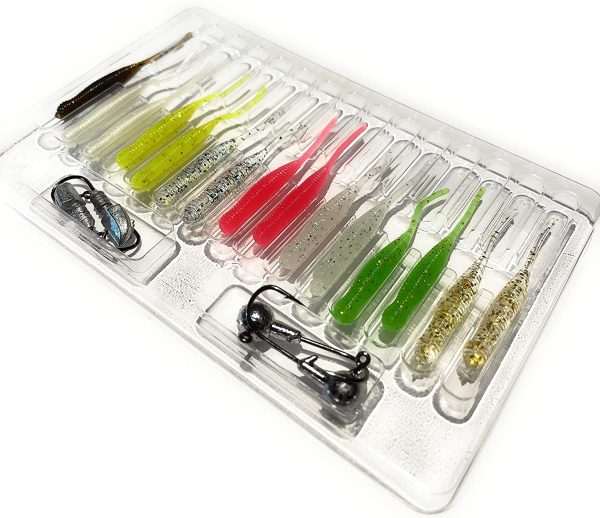 Cannapina 19 PCS Worm Lure with Swimming Tail Plastic Fishing Worms Grub Baits Extreme swimming action, fishing lures for pike fishing, Softbait, Swimbait, high fishing power Micro Bait