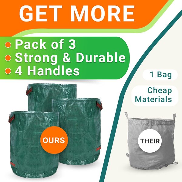 Heavy Duty Garden Waste Bags - 272 Litre - 3 Sacks - Industrial Handles & Fabric - Garden/Green Waste Sacks - Reusable - Image 5