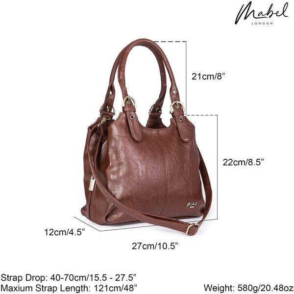 Mabel London Womens Multiple Pockets Handbag - Medium Size Multi Compartments Bag with a Long Shoulder Strap - AMELIA - Image 3