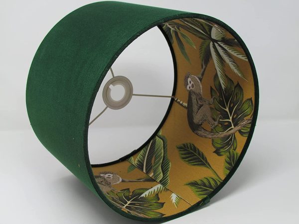 Forest Green Botanical Ochre Monkey Drum Lampshade - Image 8