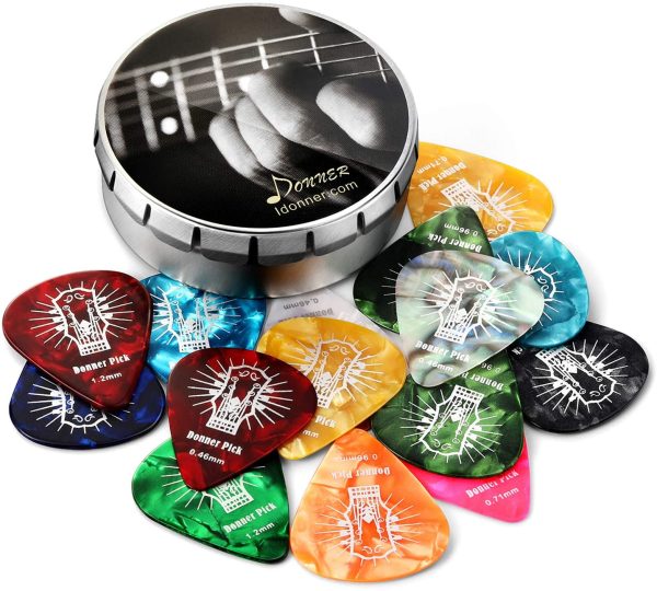 Celluloid Guitar Picks, Donner 16pcs Guitar Plectrum Including Thin, Medium, Heavy & Extra Heavy Gauges (0.46mm-1.2mm) - Image 6