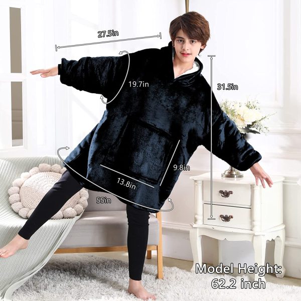 Blanket Hoodie for Kids, Oversized Hoodie Blanket, Super Soft Fleece Dressing Gown, Warm Comfortable Hooded Robe, Gifts Compatible Gamers Boys Girls Teens