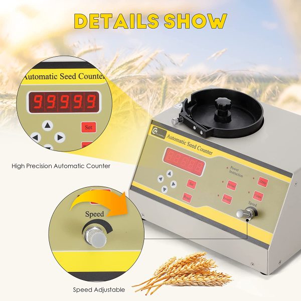 CGOLDENWALL Automatic Seed Counter Microcomputer Counting Machine- Adjustable Drop Hole Size- LED Display for Rice Corn Wheat Soybean Vegetable Seeds etc. 1000pcs/3min Counting Speed 220V - Image 8