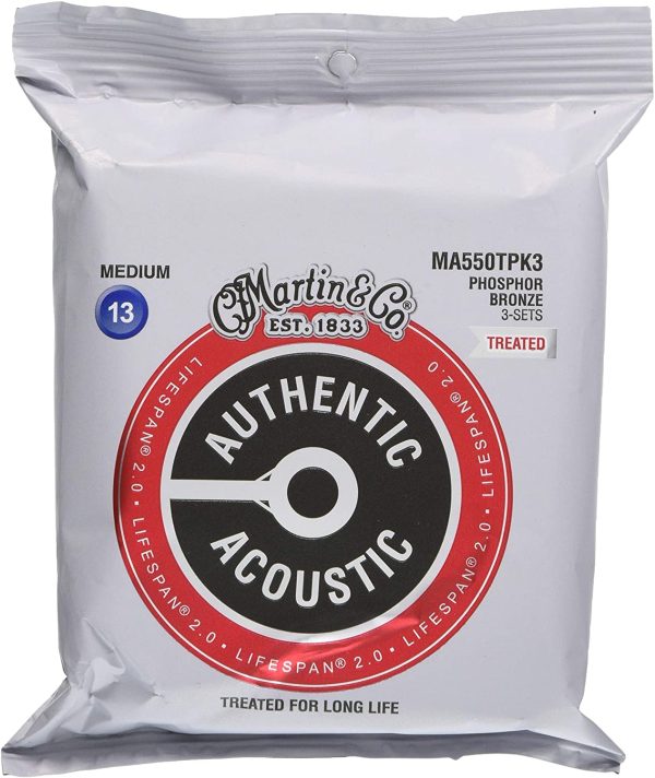 Martin 41Y18MA550TPK3 Authentic Acoustic - LifeSpan 2.0 - Phosphor Bronze 3 Pack Medium ( 13-56 )