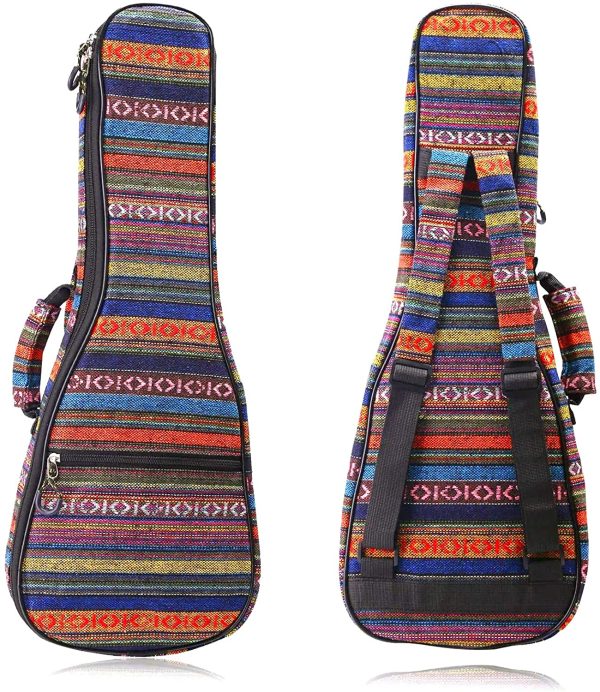 CAHAYA Ukulele Bag Soprano Cotton Ukulele Case 21 Inch 9MM Thick Soft Padding Adjustable Straps Bohemia Vintage Style, CY0131-1 - Image 2