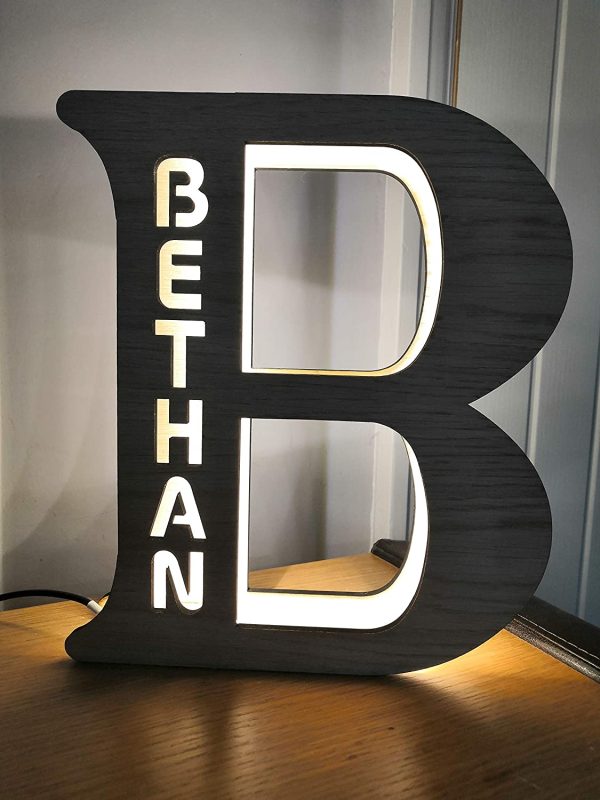 Personalised LED Wooden Night Light/Letter Lamps ?C Free Standing - Image 7