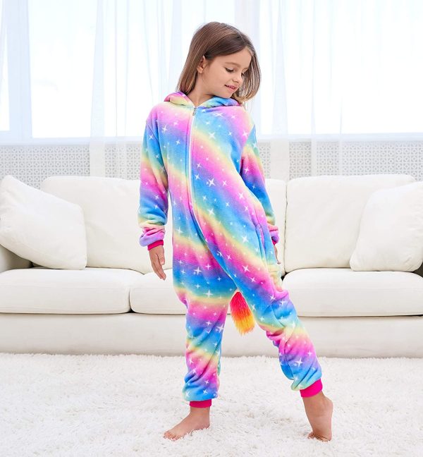 Girls Soft Unicorn Onesie Pyjamas Unicorn Sleepsuit for Kids - Image 3