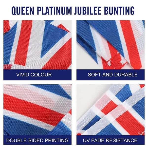 Queen Platinum Jubilee Decorations 2022, Union Jack Flag Featuring Her Majesty The Queen, 5Ft ?? 3Ft (150cm ?? 90cm) Jubilee Bunting Platinum, The Queen 70 Glorious Years Jubilee Flag Party Decorations (Queen Jubilee Flag) - Image 3