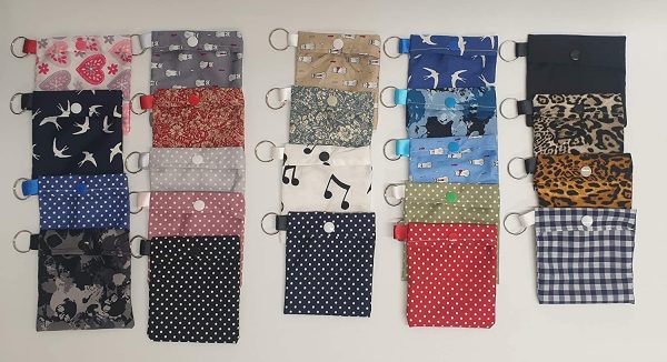 Reusable Face Mask Pouch, Face Mask Bag, Holder with secured with snap buttons - Image 2