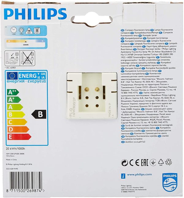 PL-Q Compact Fluorescent 2 Pin Light Bulb (GR8 16W) - Warm White