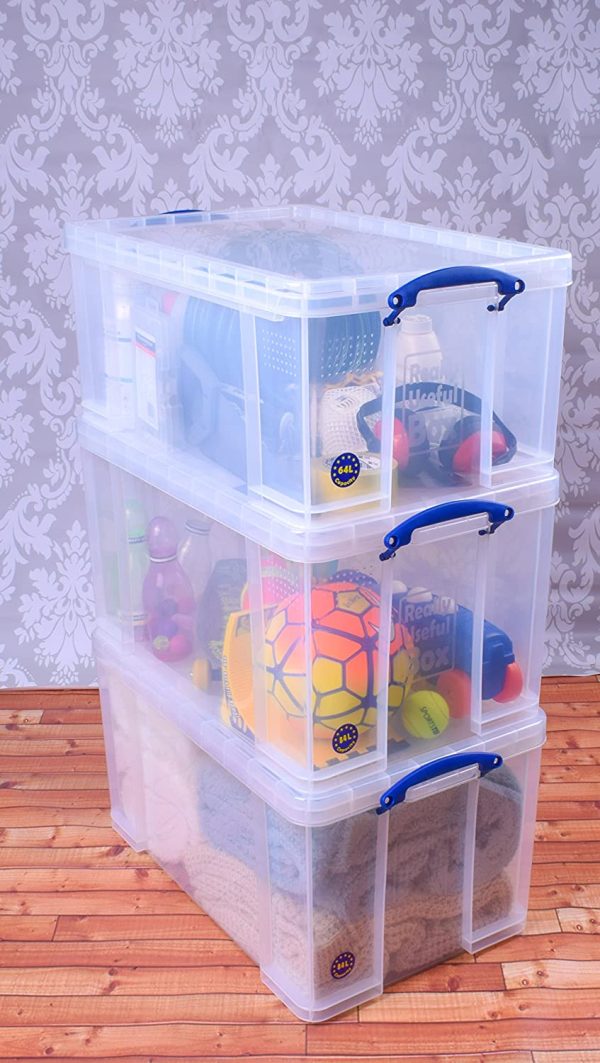 Really Useful Box 2x 84 Litre + 1x64 Litre Storage Box Clear, BP5181 - Image 4