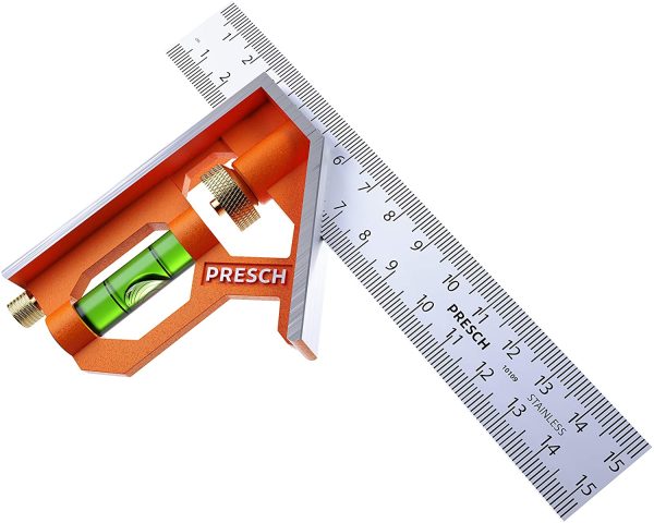 Presch Combination Square 150mm Metric ?C Accurate Universal Adjustable Carpenter Square with Stainless Metal Stop Ruler and Scribing Tool ?C Professional Measuring Tool - Image 5