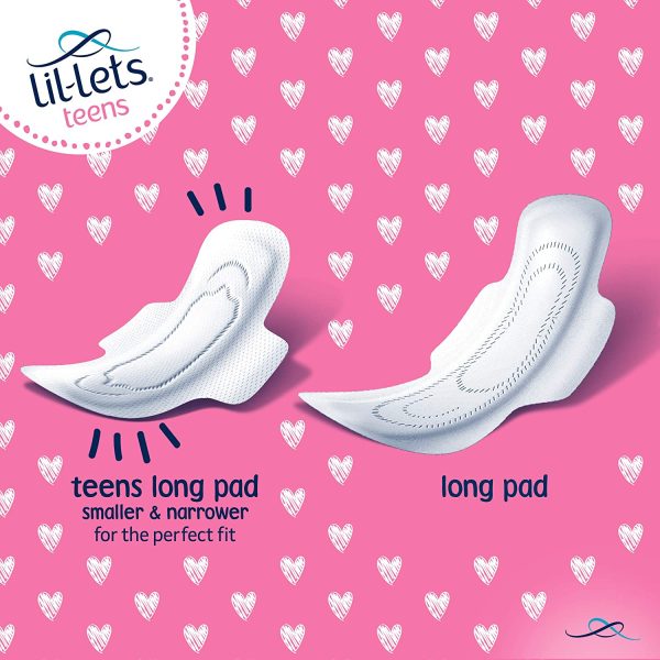 Lil-Lets Teens Long Pads, Petite Pads with Wings, 68 g, 12-Count