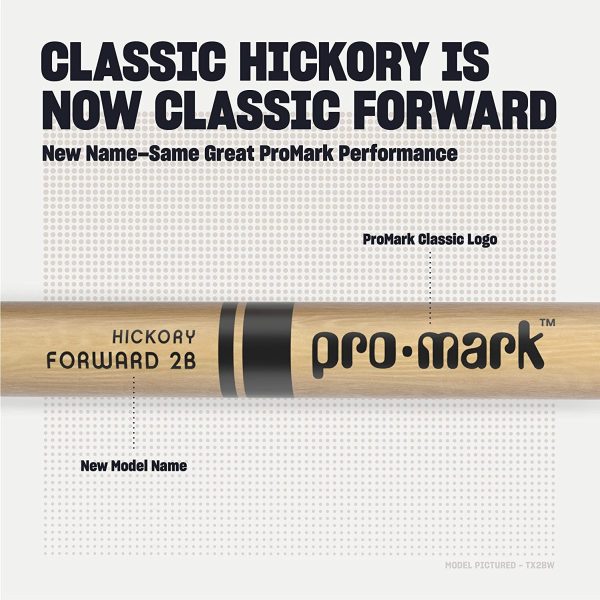 ProMark Classic Forward 2B Hickory Drumstick, Oval Wood Tip, 4-Pack - Image 7