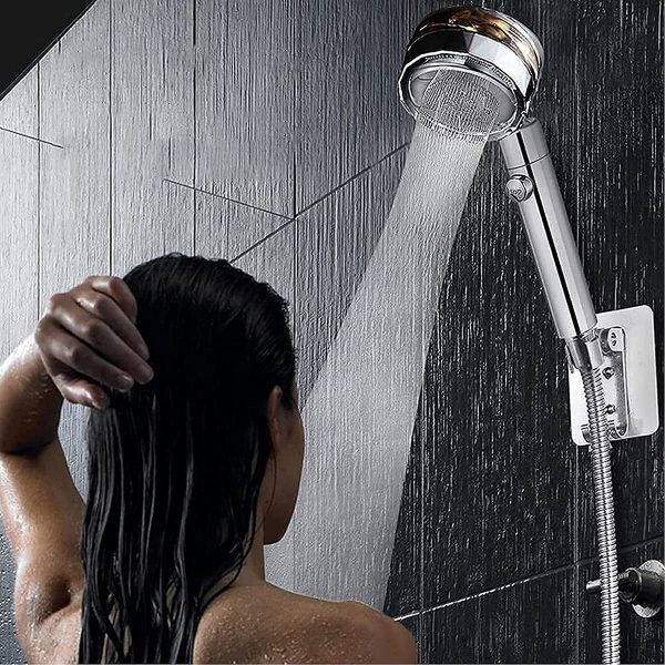 Propeller Driven Shower Head Set,360??Rotating Power Turbocharged Shower Heads,High Pressure Handheld Showers with 1.5m Hose and 2 Filter for Bathroom (Golden) - Image 6