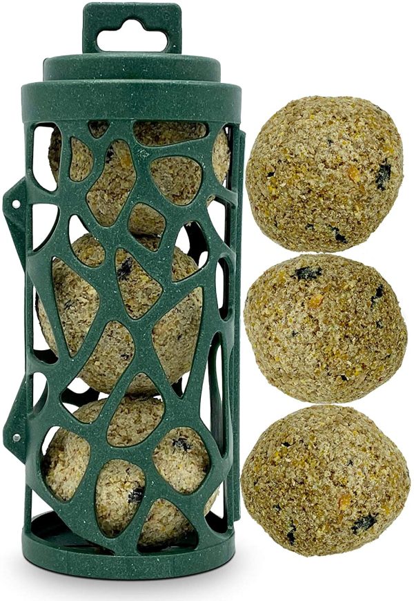 Eco Friendly Bird Feeder with 3 Suet Balls Included - Recycled Plastic Hanging Feeders for Garden Birds- Attracting Tits, Finches, Robins & many more Wild Birds - Image 4