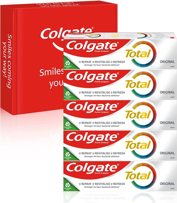 Colgate Total Original Toothpastes, 5 x Multi Action Cavity Protection Anti Tartar Pro Fluoride Toothpaste Formula, Bulk/Value Set - 5 x 100 ml - Image 6